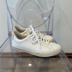 Veja Esplar White Leather Logo Sneakers